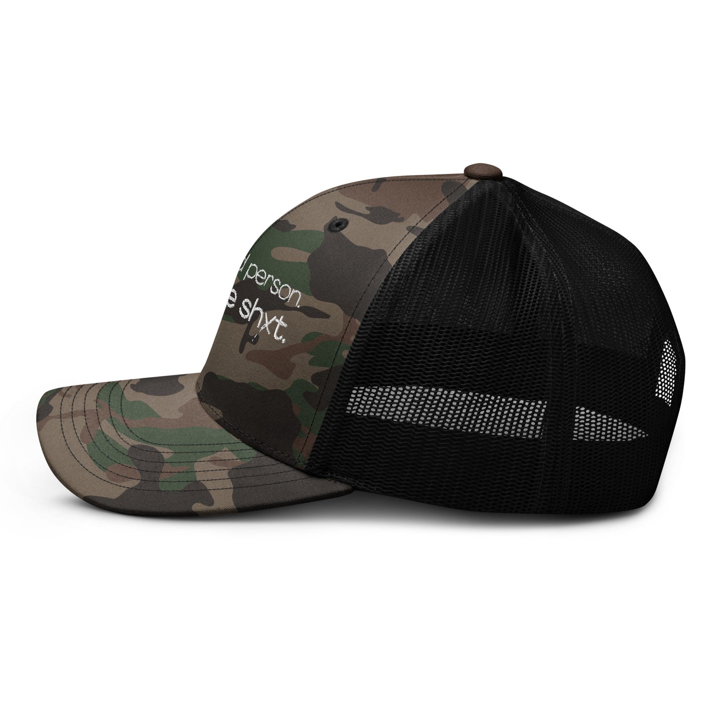 Be A Good Person Camo Trucker